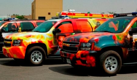 Dubai Civil Defence Hummer Chevrolet Fire Trucks