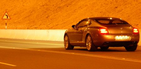 Flying down Jebel Hafeet with a Bentley
