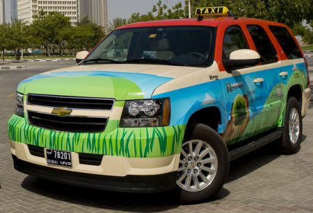 Dubai's hybrid taxis get green look