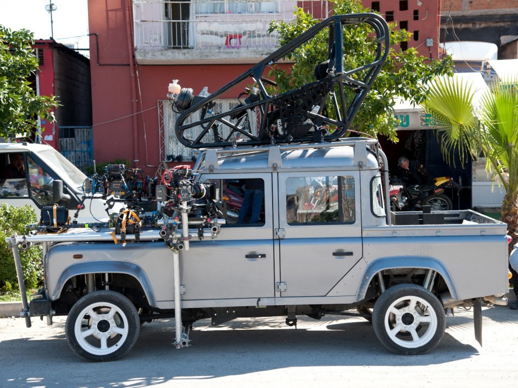 Land Rover Defender stunt rig in Bond movie Skyfall