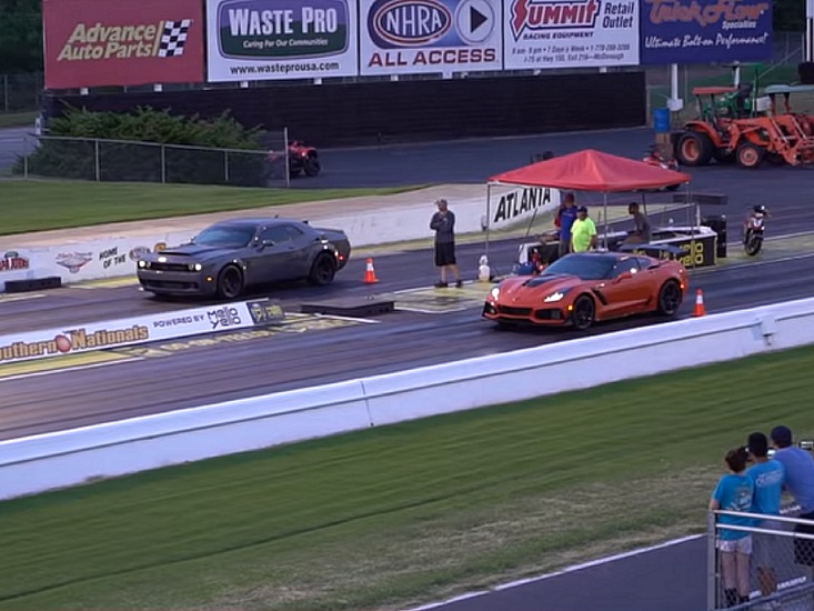 Video of the week: Chevrolet Corvette ZR1 vs Dodge Challenger Demon drag race